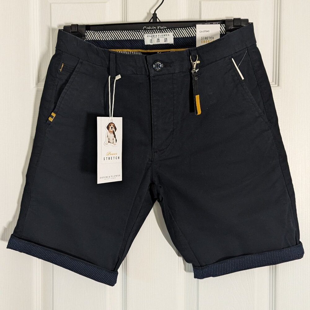 NWT Denim & Flower Navy Power Stretch Shorts